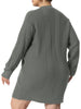 H Line Cable Round Neck Long Sleeve Sweater Dress