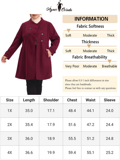 Warm H Line Asymmetrical Neck Double Breasted Coat