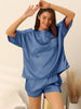 Womens Satin Sleepwear 2 Piece Lounge Shorts and Short Sleeves T-Shirt with Pockets Soft Pajama Sets