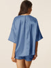 Womens Satin Sleepwear 2 Piece Lounge Shorts and Short Sleeves T-Shirt with Pockets Soft Pajama Sets