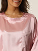 Womens Satin Sleepwear 2 Piece Lounge Shorts and Short Sleeves T-Shirt with Pockets Soft Pajama Sets