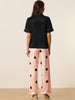 Womens Satin Sleepwear Button Down Short Sleeve with Loose Pants Silky Lounge Pajama Sets