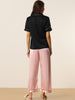 Womens Satin Sleepwear Button Down Short Sleeve with Loose Pants Silky Lounge Pajama Sets