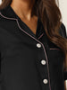 Womens Satin Sleepwear Button Down Short Sleeve with Loose Pants Silky Lounge Pajama Sets