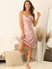 Womens Satin Nigthgown and Cami Shorts 3 Pieces Pajama Sets Matching Sleepwear
