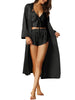 Womens Satin Sleepwear 3pcs Cami Tops and Shorts with Robe Loungewear Pajama Set
