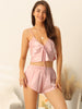 Womens Satin Sleepwear 3pcs Cami Tops and Shorts with Robe Loungewear Pajama Set