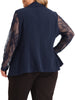 Plus Size Work Notch Lapel Lace Front Blazer Jackets