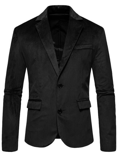 Suede Blazers for Men's Slim Fit Solid Color Two Button Formal Sports Coats