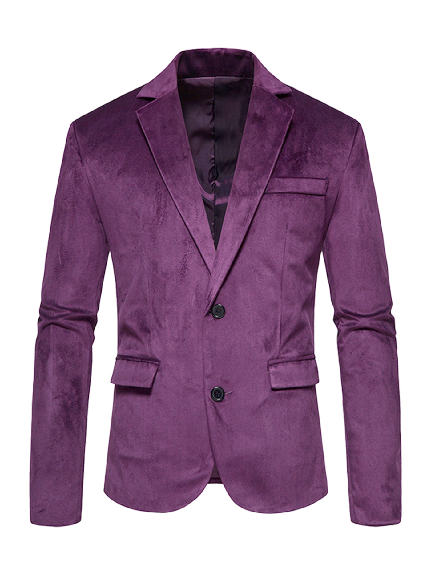 Bublédon Suede Blazers for Men's Slim Fit Solid Color Two Button Formal Sports Coats