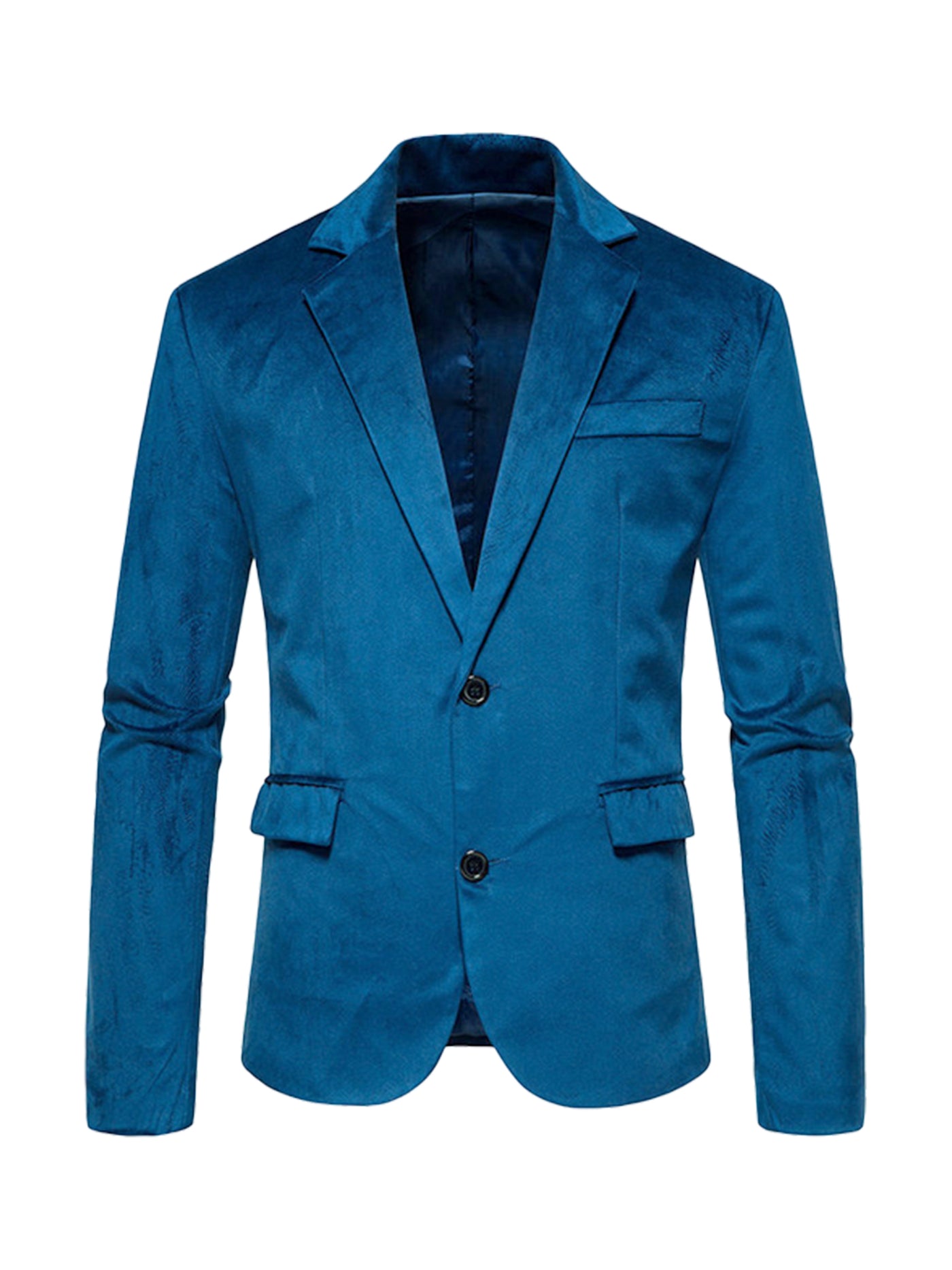 Bublédon Suede Blazers for Men's Slim Fit Solid Color Two Button Formal Sports Coats