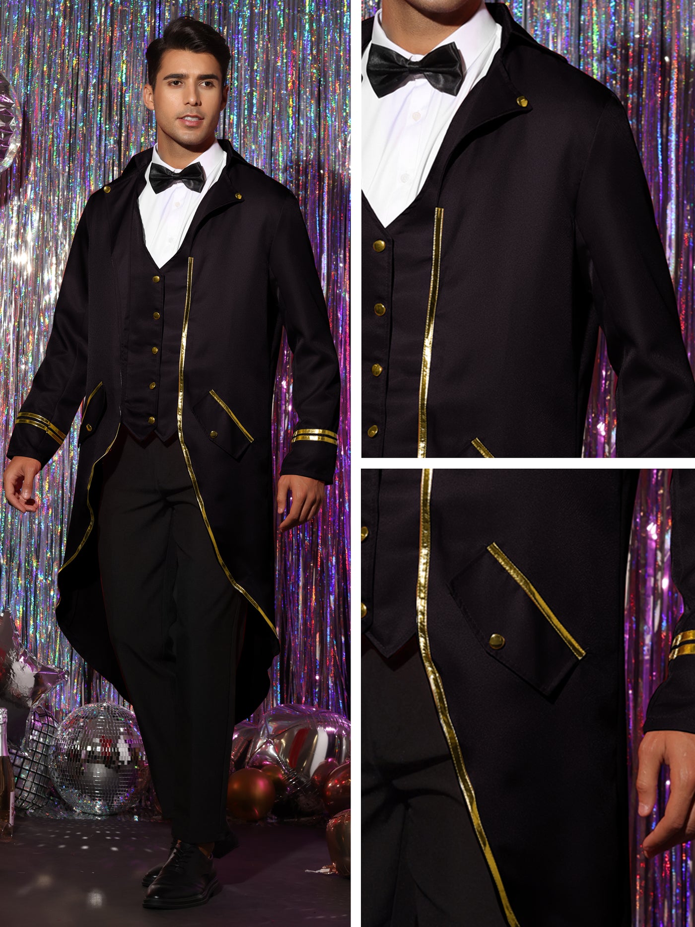 Bublédon Victorian Tailcoat for Men's Costume Blazer Gothic Steampunk Tuxedo