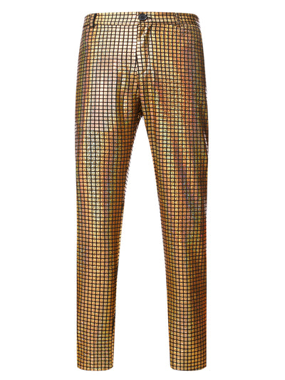 Sparkly Metallic Pants for Men's Hip Hop Disco Party Shiny Straight Leg Trousers