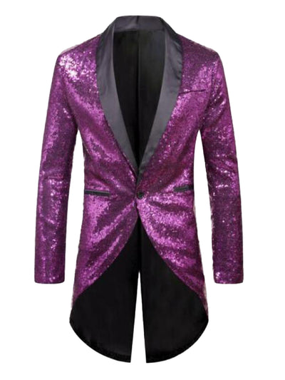 Sequin Tuxedo for Men's Shawl Lapel Shiny Party Wedding Tailcoat