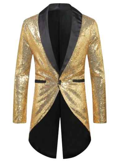 Sequin Tuxedo for Men's Shawl Lapel Shiny Party Wedding Tailcoat