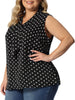Woven H Line Polka Dot V Neck Sleeveless Blouse