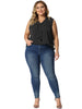 Woven H Line Polka Dot V Neck Sleeveless Blouse
