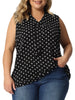 Woven H Line Polka Dot V Neck Sleeveless Blouse
