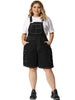 Plus Size Denim Overall for Women Contrast Stitch Cargo Pocket Adjustable Strap Jeans Pants