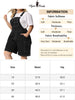 Plus Size Denim Overall for Women Contrast Stitch Cargo Pocket Adjustable Strap Jeans Pants