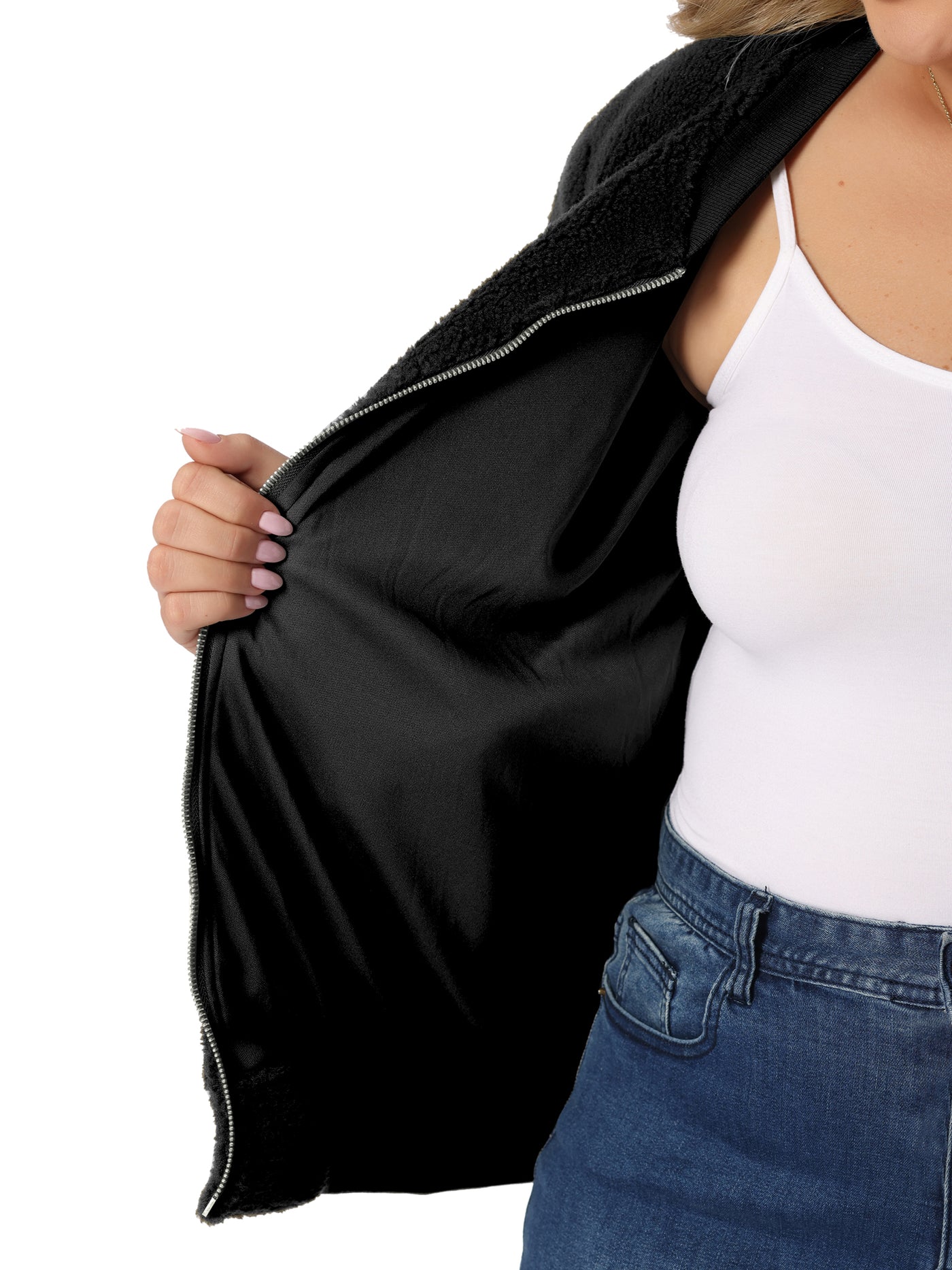 Bublédon Plus Size for Women Fleece Jacket Faux Shearling Fluffy Fuzzy Long Sleeve Zip Up Bomber Jackets