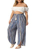 Wide Leg Woven Tassel Elastic Waist Pants