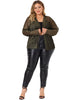 Plus Size Open Front Metallic Sheer Long Sleeve Lightweight Jacket