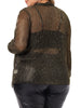 Plus Size Open Front Metallic Sheer Long Sleeve Lightweight Jacket