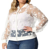 Mesh H Line Round Neck Long Sleeve Jacket