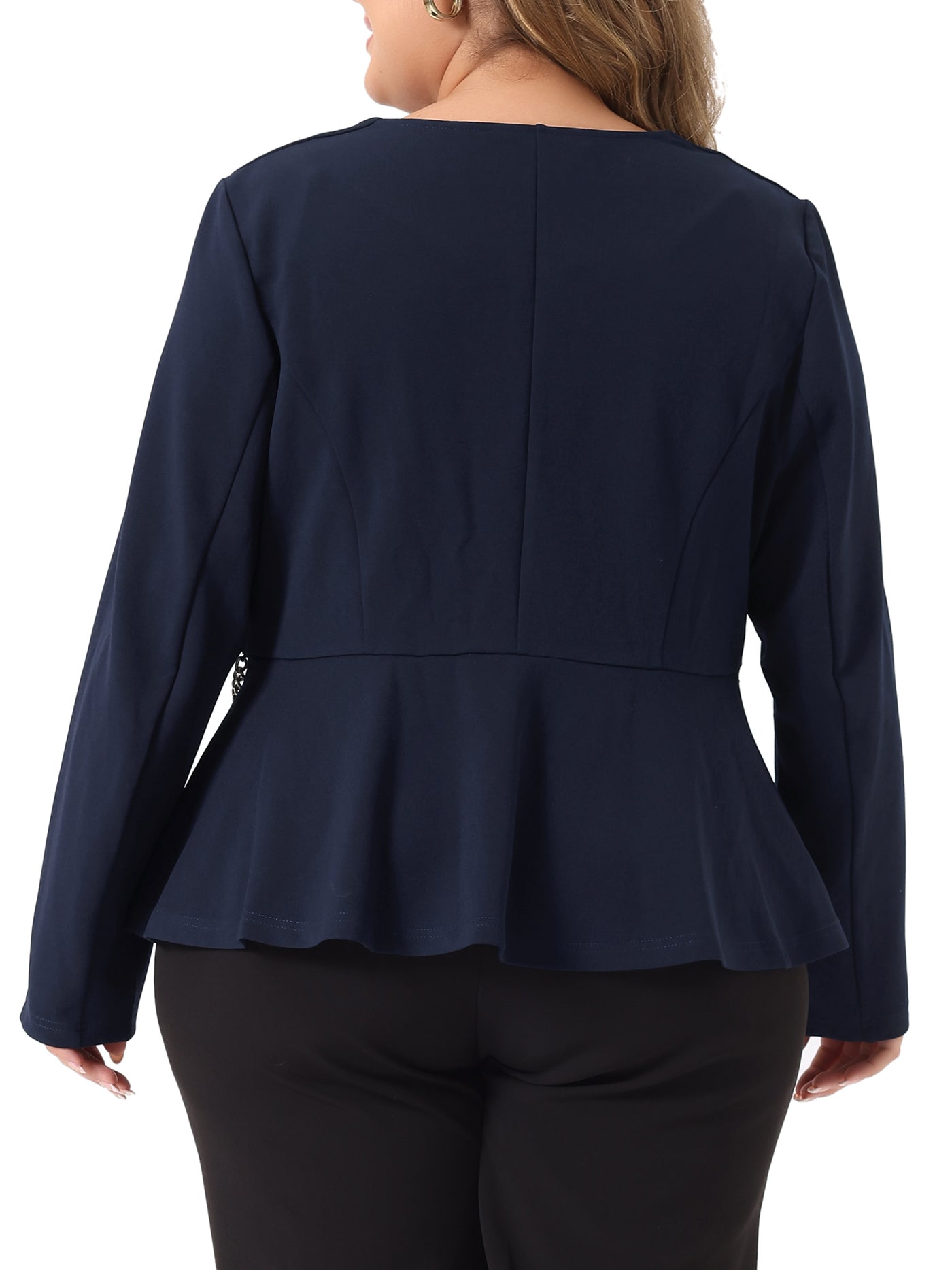 Bublédon Plus Size Blazer for Women Work Fashion Button Chain Jacket Blazers