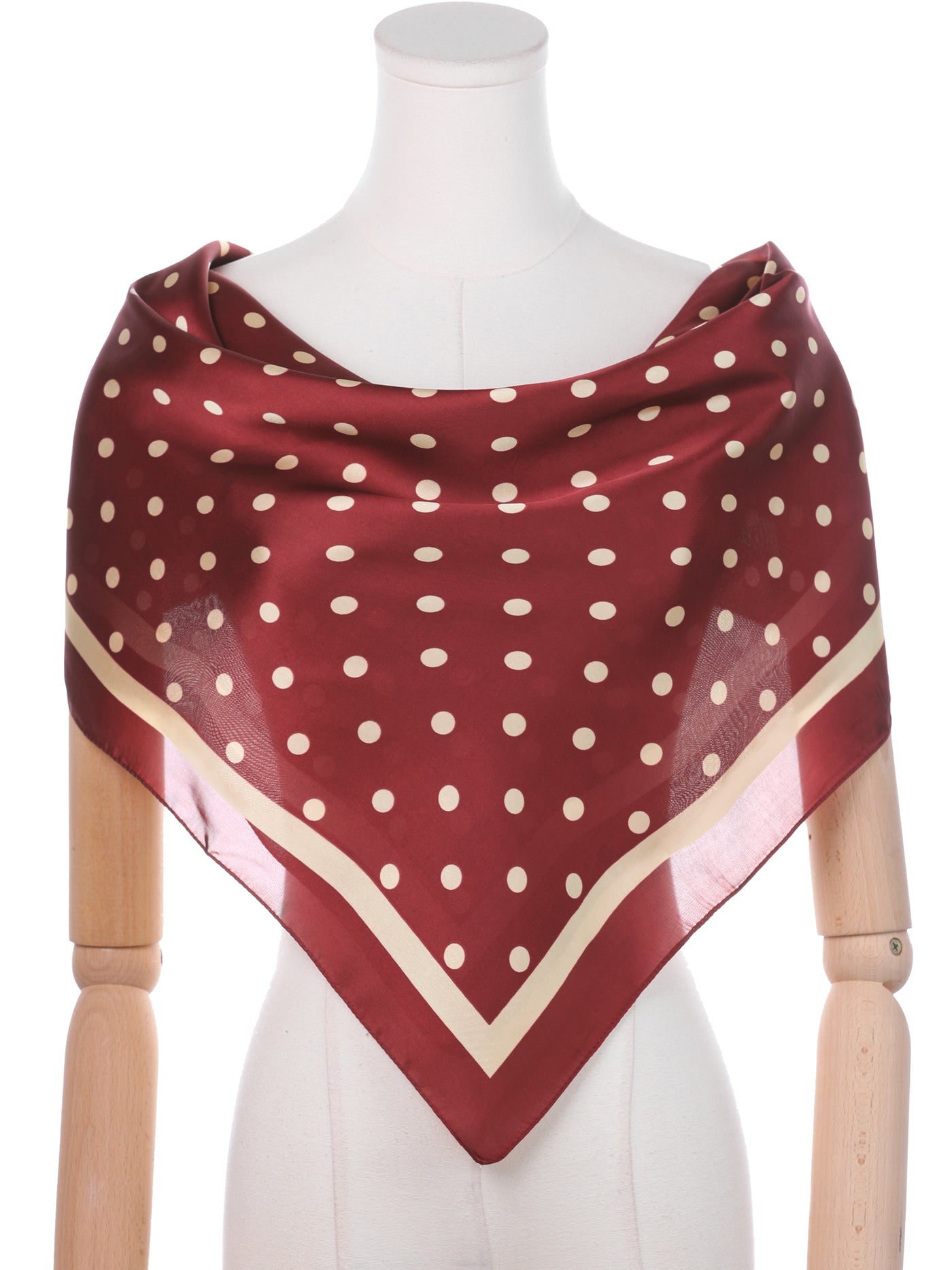 Bublédon Women Polka Dots 35" Large Scarf, Vintage Satin Silk Like Square Neckerchief Head Wrap Bandanas Neck Scarves