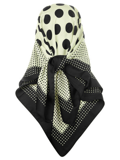 Women Polka Dots 35"x35" Large Square Scarf, Satin Silk Like Neckerchief Head Wrap Bandanas Neck Scarves