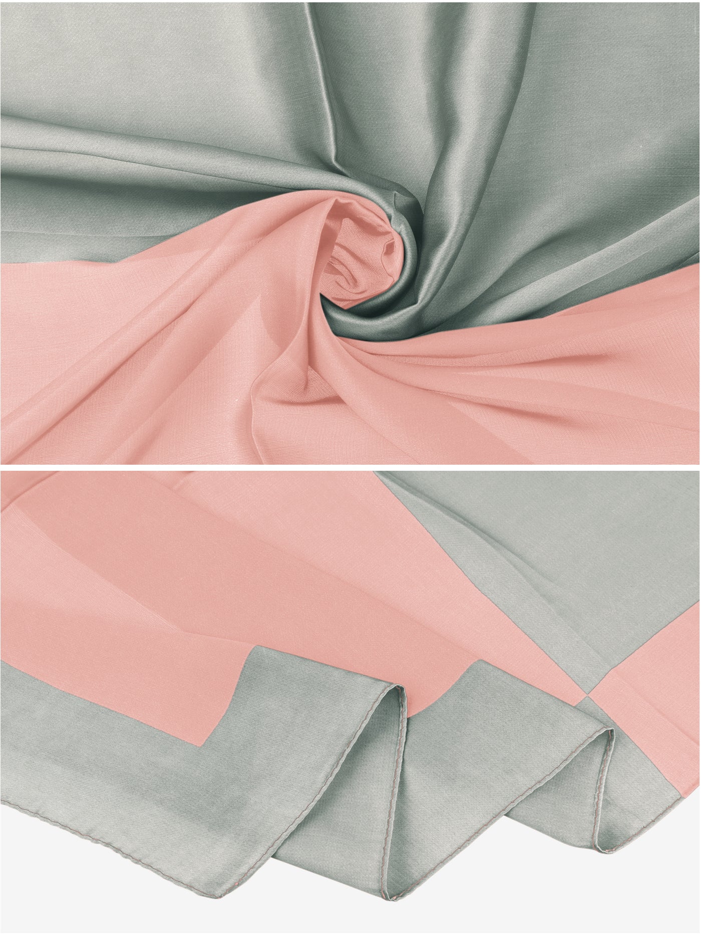 Bublédon Women Contrast Color 35" Large Scarf, Satin Silk Feeling Symmetrical Square Neckerchief Head Wrap Bandanas