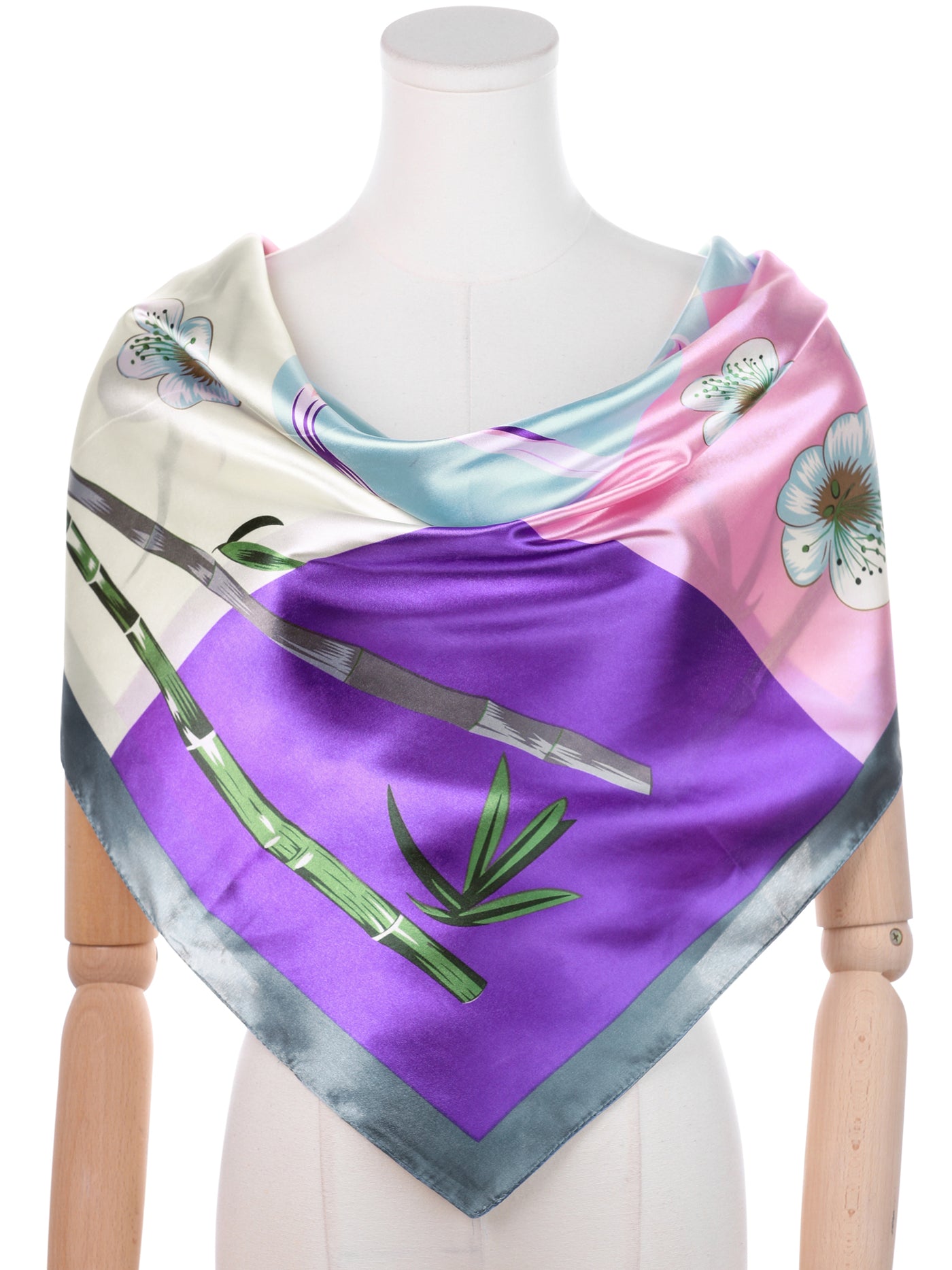 Bublédon Women's Floral Printed Square Scarf, 35" Large Silk Feeling Satin Scarves Head Wrap Bandanas