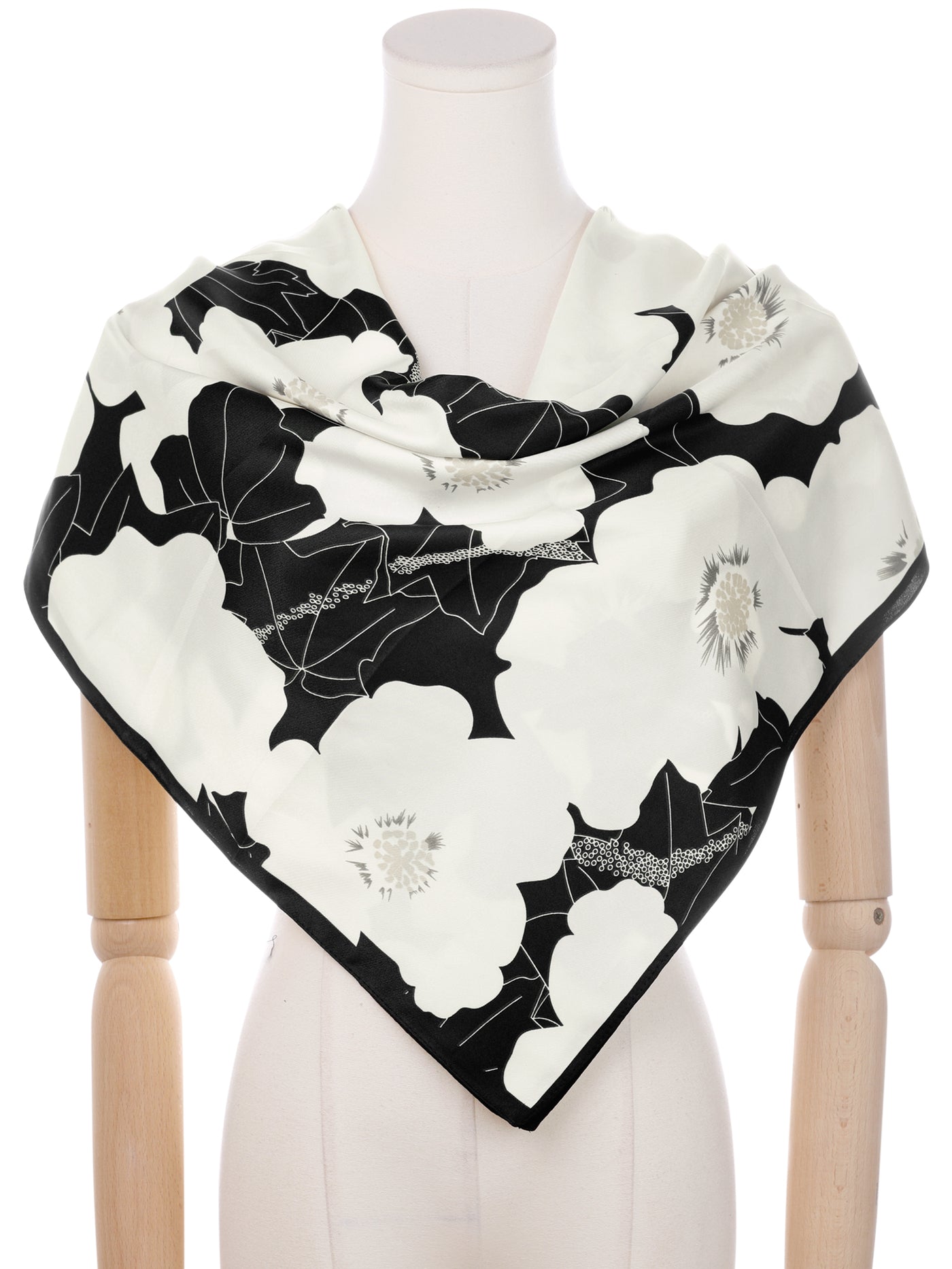 Bublédon Women Floral Contrast Color Square Scarf, 35" Large Silk Feeling Satin Scarves Head Wrap Bandanas