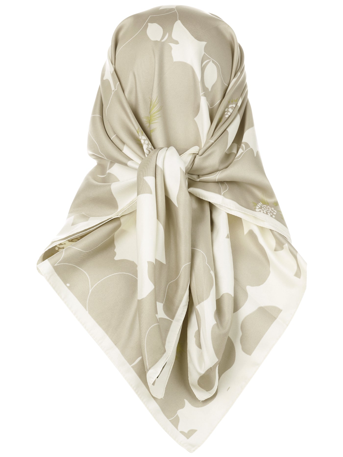Bublédon Women Floral Contrast Color Square Scarf, 35" Large Silk Feeling Satin Scarves Head Wrap Bandanas