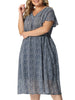 X Line Woven V Neck Monochrome Floral Dress