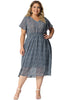 X Line Woven V Neck Monochrome Floral Dress