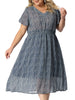 X Line Woven V Neck Monochrome Floral Dress