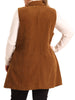 Plus Size Corduroy Single Breasted Casual Sleeveless Pocket Vest Jacket