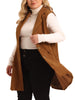Plus Size Corduroy Single Breasted Casual Sleeveless Pocket Vest Jacket