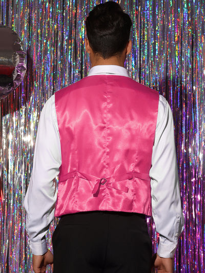 Shiny Sequin Vest for Men's V-Neck Party Sleeveless Suit Waistcoat