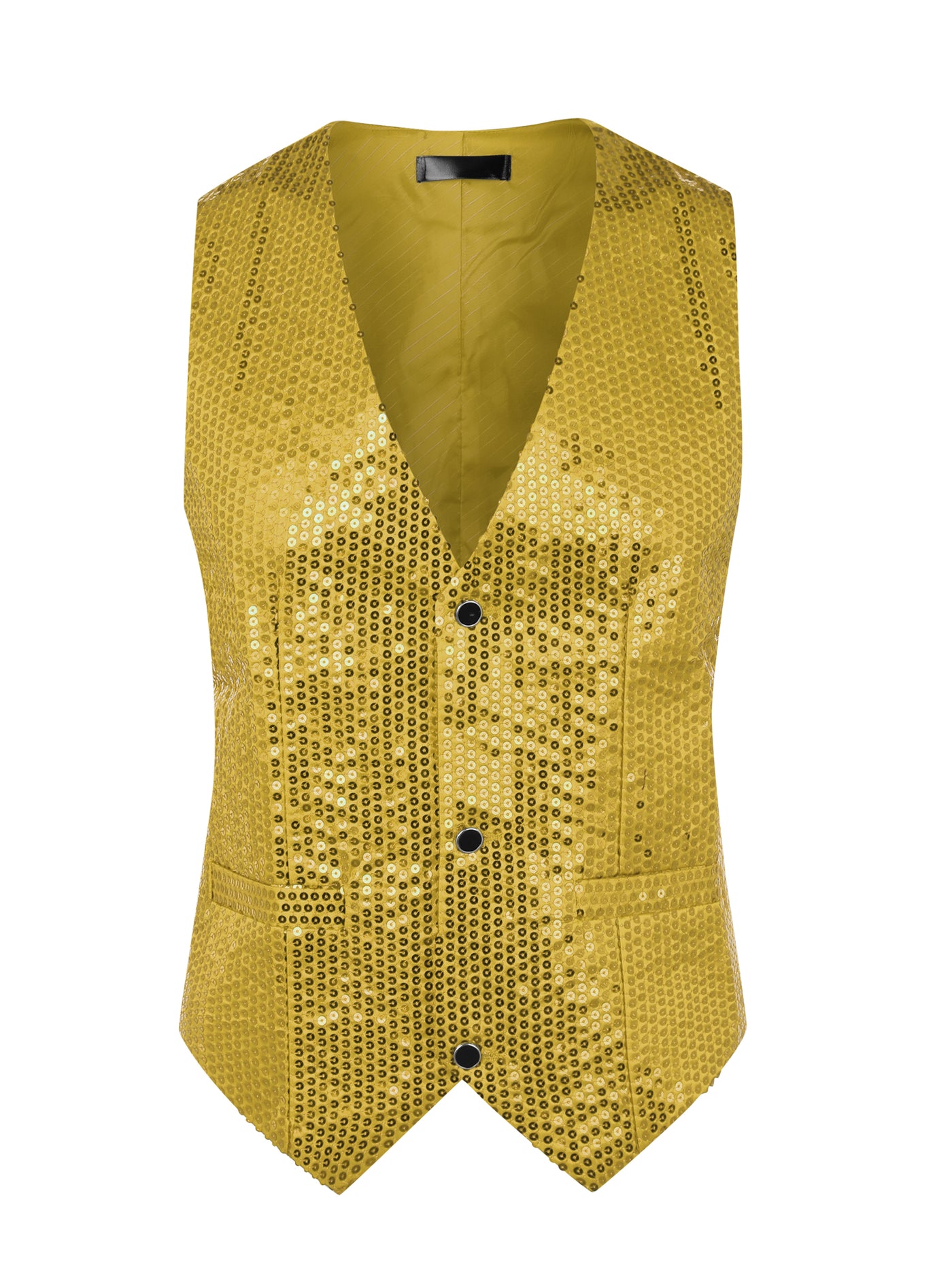 Bublédon Shiny Sequin Vest for Men's V-Neck Party Sleeveless Suit Waistcoat