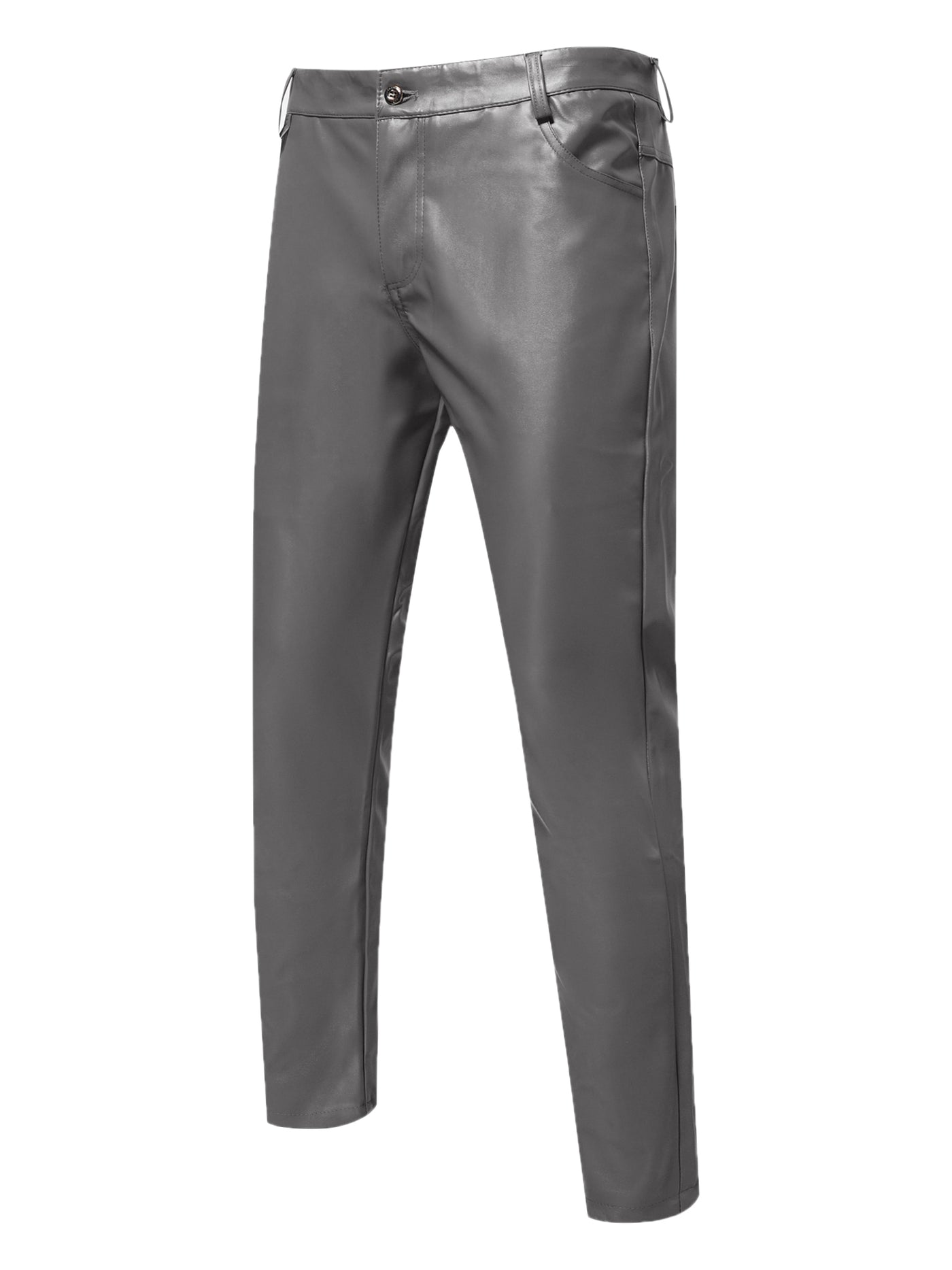 Bublédon Faux Leather Pants for Men's Slim Fit Hip Hop Nightclub Disco Party Trousers