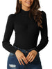 Knit Slim Fit High Neck Puff Shoulder Blouse