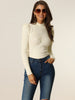 Knit Slim Fit High Neck Puff Shoulder Blouse