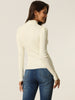 Knit Slim Fit High Neck Puff Shoulder Blouse