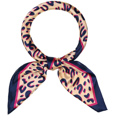 Leopard Print Square Satin Scarf, 35''' Large Silk Feeling Head Wrap Neck Scarves Bandanas for Women
