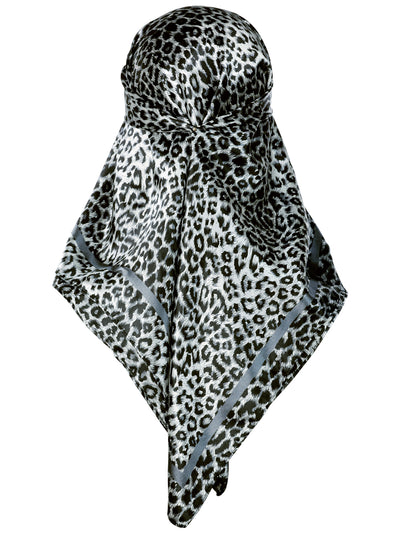 Women's Lightweight Leopard Silk Feeling Shawl Scarf Large Square Scarves 90x90cm