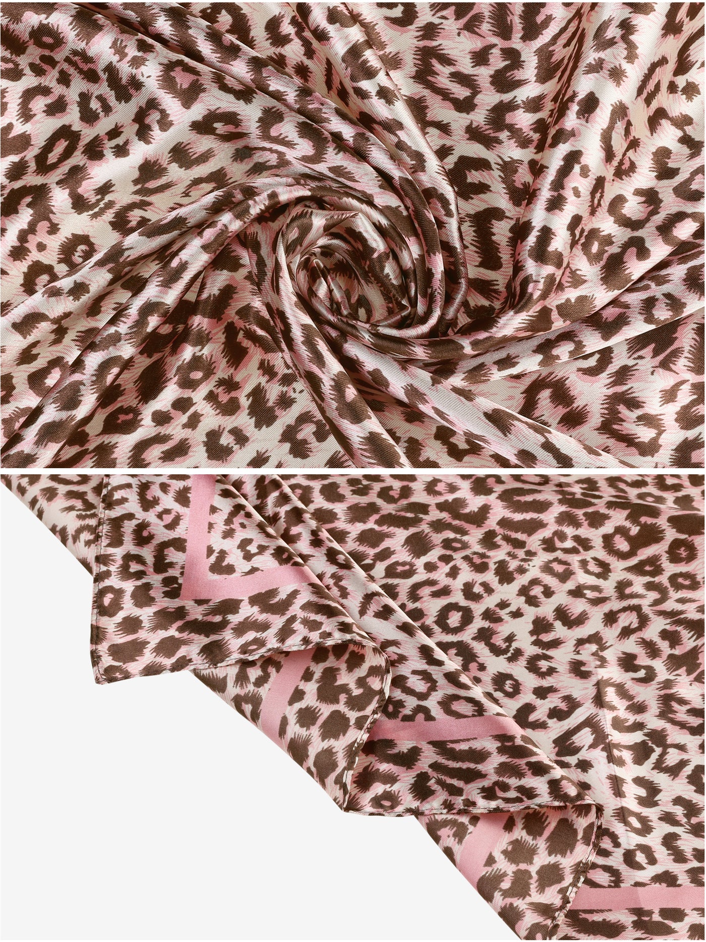 Bublédon Women's Lightweight Leopard Silk Feeling Shawl Scarf Large Square Scarves 90x90cm